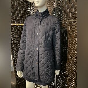 Liz Claiborne quilted jacket dark navy lavender lining XL